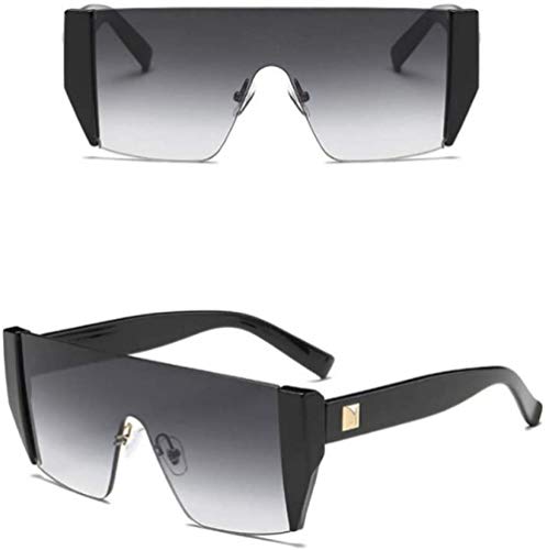 NIUASH Sonnenbrille polarisiert Übergroße Männer Frauen Sonnenbrillen Farbverlaufslinsen Quadratische siamesische Brille Rahmenlose Schutzbrille Uv400-C1_Black_Grey von NIUASH