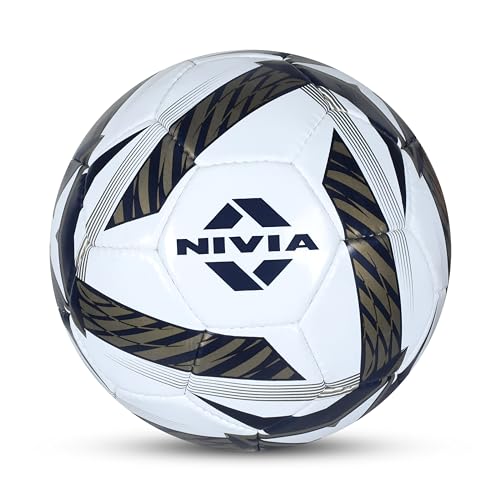 NIVIA Shining Star - 2022 Football/Rubberized Stitched Football/32 Panels/Suitable for Hard Ground Without Grass/International Match Ball/Soccer Balls/Football Size - 5 (Black & White) von NIVIA