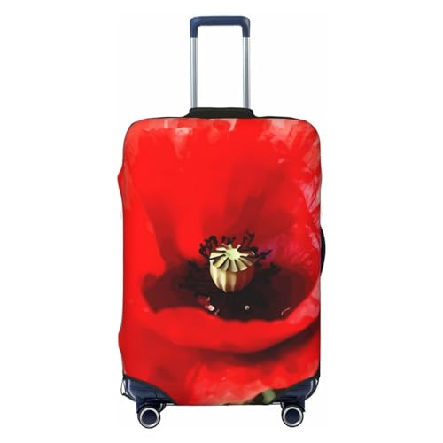 NKQSOAUH Gepäckabdeckung, elastisch, waschbar, staubdicht, personalisierbar, schöne rote Mohnblume, Reisegepäck, Gepäckabdeckungen für 45,7 - 81,3 cm, Schwarz , M von NKQSOAUH