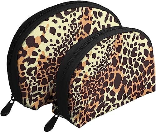 2 Stück Kosmetiktaschen, bunt, Leopard, Camouflage, Camo, Reise-Make-up-Tasche, Muschel, Kulturbeutel, Damen-Handtasche von NLWQEKV