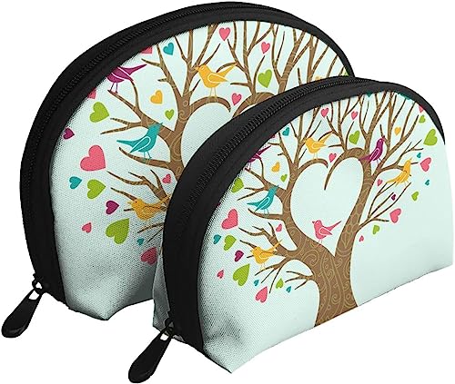 2 Stück Kosmetiktaschen Frühling Baum Farbe Vögel Reise Make-up Tasche Shell Kulturbeutel Frauen Handtasche von NLWQEKV