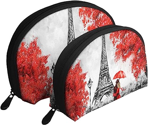 2 Stück Kosmetiktaschen Paris Europäische Frankreich Reise Make-up Tasche Shell Kulturbeutel Damen Handtasche von NLWQEKV