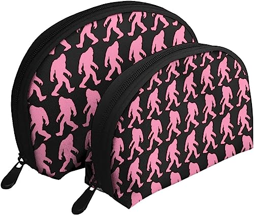 2 Stück Kosmetiktaschen Pink Bigf Oot Schimpanse Geschenk Reise Make-up Tasche Shell Kulturbeutel Damen Handtasche von NLWQEKV