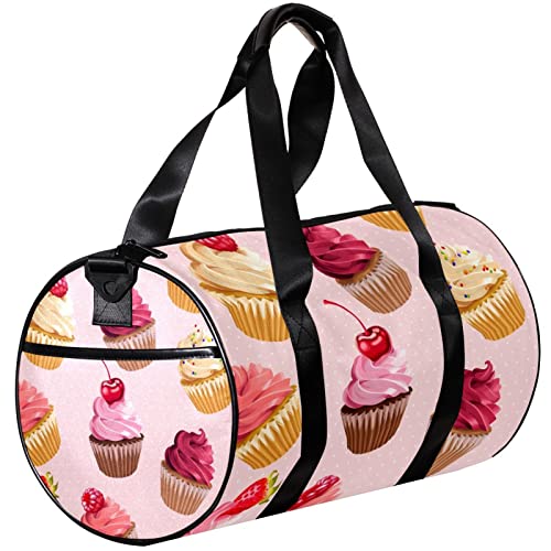 Sporttasche, kleine Reisetasche, Sport-Einkaufstasche für Yoga, rosa Obst-Cupcake, Outdoor-Fitnesstasche, Tragetasche von NLWQEKV