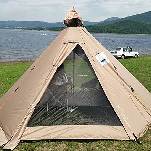 Pyramidenzelt Indian Shelter Anti-Regen-Outdoor-Campingzelt Jurtenzelt mit Herdloch Familien-Tipi-Zelt von NOALED