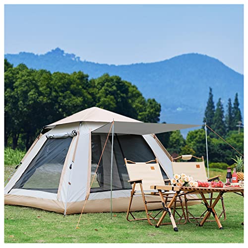 Tipi-Zelt, 4-Mann-Doppeltüren und Vier Fenster, wasserdichte große Zelte, stabiles und praktisches Zelt mit Veranda für Camping von NOALED