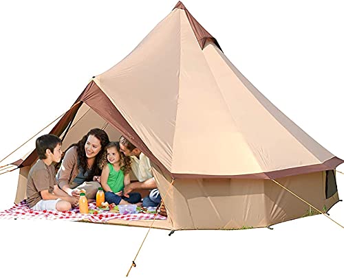 Zelt aus Segeltuch mit Herdloch, Baumwoll-Leinenzelte, Jurtenzelt für Camping, 4-Jahreszeiten-wasserdichtes Zelt für Familiencamping, Glamping im Freien, Luxus-Tipi von NOALED