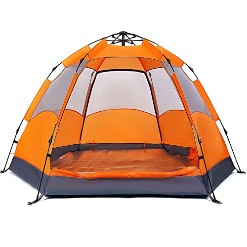Zelt im Freien, Regenschutz, Pop-Up-Zelt für 3 bis 4 Personen, automatisch öffnendes Zelt, sechseckig, geschützte Familien-Campingzelte, für Camping, Rucksackreisen, Wandern, Strand im Freien von NOALED