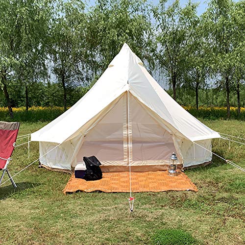 Zelte für Camping, 4-Jahreszeiten-Baumwollglocken-Glamping-Zelt, Outdoor-Familien-Campingzelt mit Reißverschluss-Bodenplane, Netztür für Camping, Jagd von NOALED