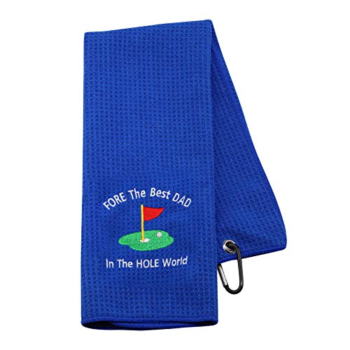 NOBRANDS Golf-Handtuch mit Aufschrift "Fore The Best Dad In The Hole World", für Vater und Großvater von NOBRANDS
