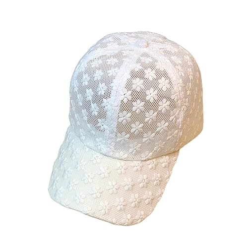 NOGRAX Dad Cap Damen Süße Spitzen -Baseball -Kappe - Dünn, Atmungsaktiv Und Sonnenverschützend Mit Hohlem Design-White,54-60 Adjustable von NOGRAX