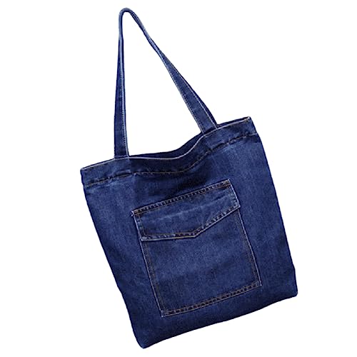 NOGRAX Damen-Umhängetaschen Großkapazitätsumbeutel Handtasche Leinwand Jeans Umhängetasche Reißverschluss Einkaufstasche-Dark Blue-3 von NOGRAX