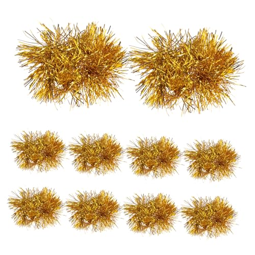 NOLITOY 10 Stück Teiliges Wiederverwendbarer Cheerleader Pompons in Gold Leichte Hand Pompoms mit Funkelnden Fransen für Sportveranstaltungen Tanz Performance zur Teamunterstützung von NOLITOY