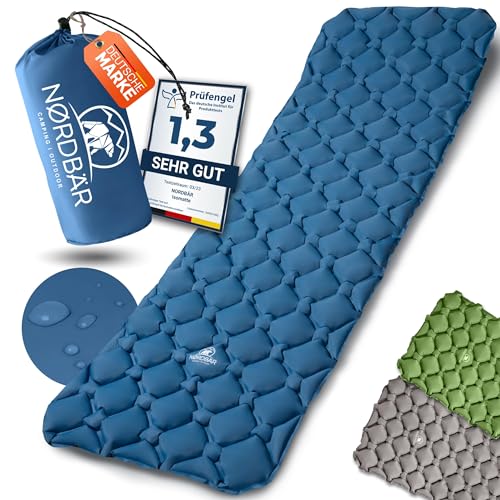 NORDBÄR® Camping Isomatte aufblasbar & Ultraleicht | Iso Luftmatratze kleines Packmaß für Camping, Outdoor & Zelten | Campingmatte, Schlafmatratze, Reisematratze von NORDBÄR