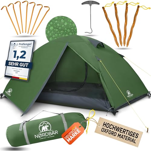 NORDBÄR® Zelt für 1-2 Personen Ultraleicht & wasserdicht | 1-2 Mann Zelt für Camping, Trekking, Festival | Outdoor, Trekkingzelt, Campingzelt von NORDBÄR