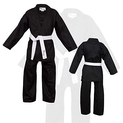 NORMAN Schwarz Kinder Karate-Anzug Gratis Weißer Gürtel Kinder Karate-Anzug - 110cm von NORMAN