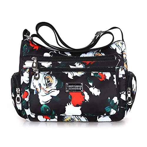 NOTAG Crossbody-Tasche für Damen, Nylon, Blumenmuster, mehrere Taschen, Geldbörsen und Handtaschen, HB von NOTAG