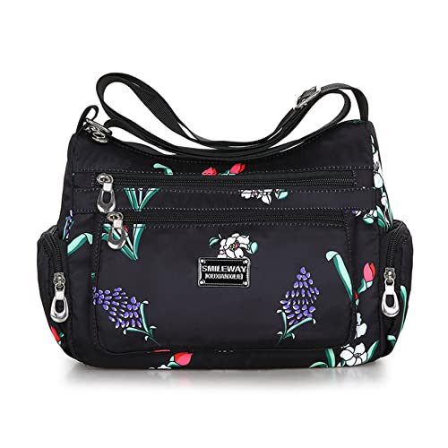 NOTAG Crossbody-Tasche für Damen, Nylon, Blumenmuster, mehrere Taschen, Geldbörsen und Handtaschen, Zb von NOTAG