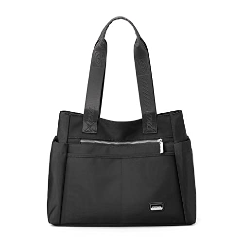 NOTAG Handtasche Damen Casual Mehrfach-Taschen Groß Shopper Damen Wasserdicht Nylon Schultertasche für Reisen (Schwarz) von NOTAG
