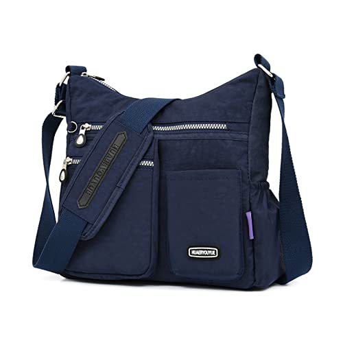 NOTAG Umhängetasche Damen, Leichte Mehrfach-Taschen Schultertasche Damen Wasserdicht Nylon Handtasche Umhängetasche (Navyblau) von NOTAG