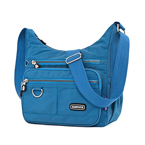 NOTAG Umhängetasche Damen, Leichte Mehrfach-Taschen Schultertasche Wasserdicht Sportliche Umhängetasche Multifunktionale Nylon Handtasche (Blau) von NOTAG