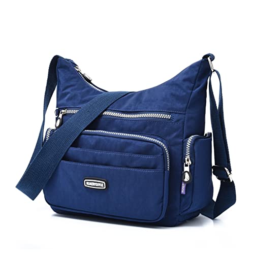 NOTAG Umhängetasche Damen, Leichte Schultertasche Damen Wasserdicht Nylon Mehrfach-Taschen RFID Handtasche Umhängetasche (Navyblau) von NOTAG