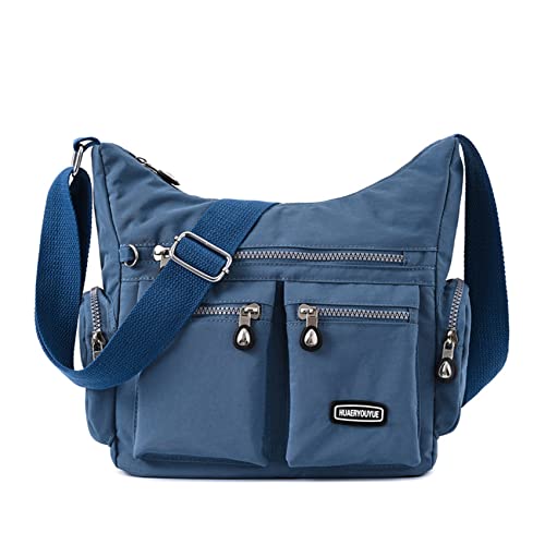 NOTAG Umhängetasche Damen Leichte Mehrfach-Taschen Handtasche Wasserdicht Nylon Damen Sportliche Schultertasche (Blau) von NOTAG
