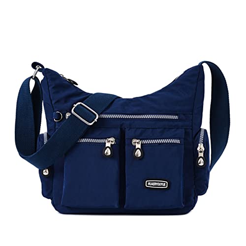 NOTAG Umhängetasche Damen Leichte Mehrfach-Taschen Handtasche Wasserdicht Nylon Damen Sportliche Schultertasche (Dunkelblau) von NOTAG