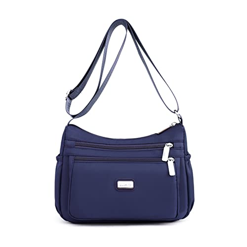 NOTAG Umhängetasche damen, Leichte Casual Schultertasche Multi-Pocket Wasserdicht Nylon Messenger Bags Sporttasche (Navyblau) von NOTAG