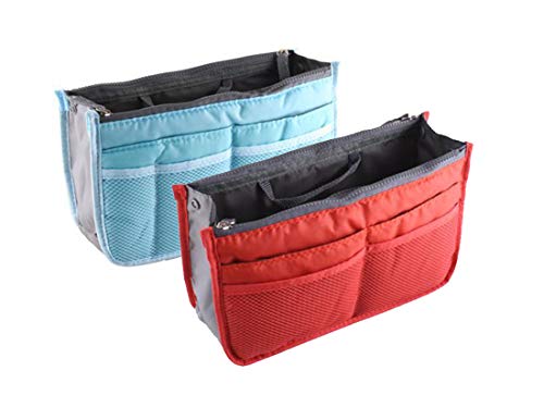 Handtaschenordner, Einlage, Einsatz 12 Taschen groß 28x17x8cm (2 Pack - Blau und Orange) von NOVAGO