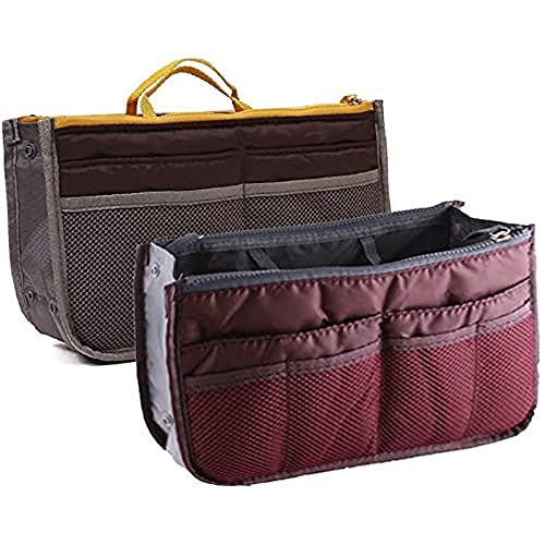 Handtaschenordner, Einlage, Einsatz 12 Taschen groß 28x17x8cm (2 Pack - Grau und Burgund) von NOVAGO