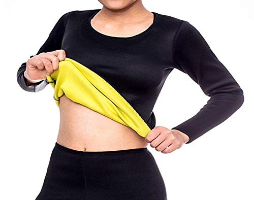 NOVECASA Sauna Langarm-Shirts Damen Neopren Hemden Größe Erhöht für Europa Schweiß Fett zu verbrennen Bauch Abnehmen für Fitness Yoga (2XL, Hemd) von NOVECASA