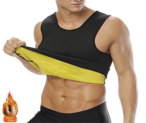 NOVECASA Sauna T-Shirts Hemd Kurze Ärmel Männer Neopren Body Shaper Sport Schweiß Fett zu verbrennen Bauch Abnehmen Fitnessstudio Fitness (5XL, Weste) von NOVECASA