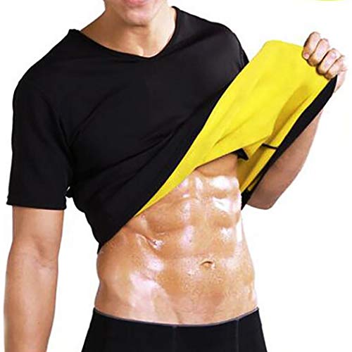 NOVECASA Sauna T-Shirts Hemd Kurze Ärmel Männer Neopren Body Shaper Sport Schweiß Fett zu verbrennen Bauch Abnehmen Fitnessstudio Fitness (T-Shirts, XL) von NOVECASA