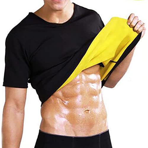 NOVECASA Sauna T-Shirts Herren Neopren Größe Erhöht für Europa Hemd Kurze Ärmel Männer Sport Schweiß Fett zu verbrennen Bauch Abnehmen Muskulös (XS, T-Shirts) von NOVECASA