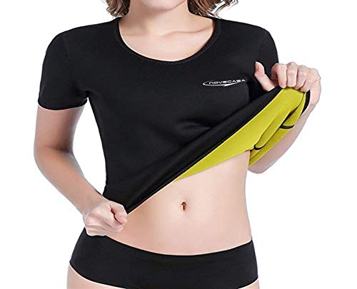 NOVECASA Sauna-T-Shirts für Damen Neopren Schweiß Sport-T-Shirt Schweiß zur Fettverbrennung Bauch Fitnessstudio Fitness Yoga (XL, T-Shirt) von NOVECASA