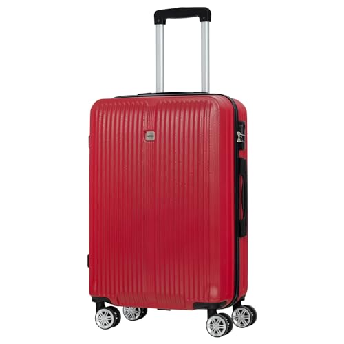 NOWI Hartschalen-Koffer Trolley Rollkoffer Reisekoffer Handgepäck 8 Rollen (M-L-XL-Set) (Rot, L) von NOWI