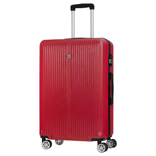 NOWI Hartschalen-Koffer Trolley Rollkoffer Reisekoffer Handgepäck 8 Rollen (M-L-XL-Set) (Rot, XL) von NOWI