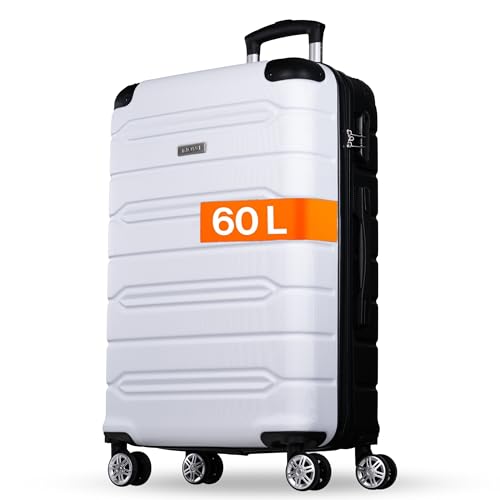 NOWI Hartschalenkoffer Mittelgroß – 62,7L Volumen – 8 Rollen 360° drehbar – Leichter ABS Koffer mit Zahlenschloss & Teleskopgestänge – Reisekoffer, Handgepäckskoffer, Koffer Mittel, Trolley von NOWI