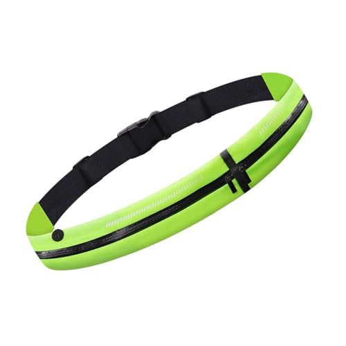 Verstellbarer Nylon Sportgürtel Zum Joggen Mit Doppel Taschen Design Reflektierendem Streifen Reisebereich Dünnem Telefon Running Gürtel Zwei Taschen von NPXUAMTJ