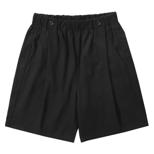 NSLFA Shorts Herren Sommerstraße Feste Farbe Straight Workwear Casual Shorts Für Männer Lose Und Vielseitige Sporthosen-schwarz-XL von NSLFA