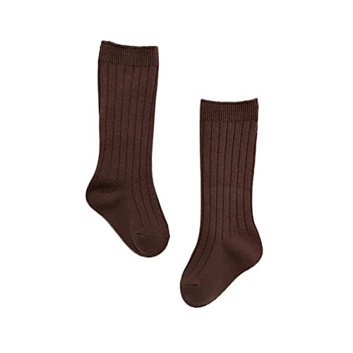 Socken Ohne Gummibund Kinder Baby, Kleinkinder, Mädchen, Mittelsocken, 1 Packung, Schleife, gerippt, lange Strümpfe, gekräuselte Socken, Schulleggings Unterschiedliche Socken (Coffee, 0-6 Months) von NSOT