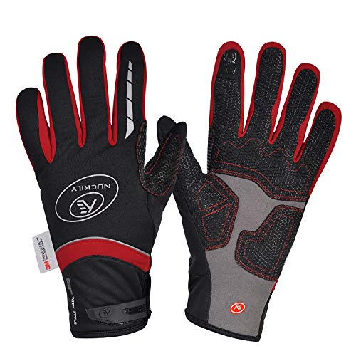 NUCKILY Winter Warme Handschuhe Touchscreen Winterhandschuhe Herren Damen Fahrradhandschuhe Sport Winddichte Handschuhe MTB Handschuhe zum Radfahren,Laufen,Fahren,Joggen von NUCKILY