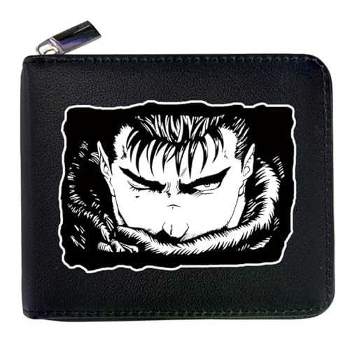 NUCLEOX Berse-rk Anime Wallet, Ledergeldbörse mit Reißverschluss, Mädchen Geldtasche mit Münzfach und Geldscheinfach(Color:Black 5) von NUCLEOX