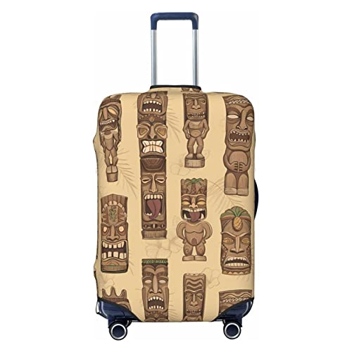 NUJAKE Koffer-Abdeckung im Vintage-Stil mit Aloha-Tiki-Muster, strapazierfähig, für Reisegepäck, 45,7 - 81,3 cm, Schwarz , XL von NUJAKE