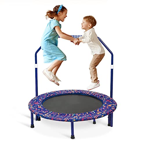 Trampolin Kinder, Ø ca 91cm|Faltbarer Rebounder für Minitrampolin mit Handlauf, sicherem Polster und strapazierfähiger Abdeckung für drinnen und draußen| Trampolin für Jumping Fitness von NUKied