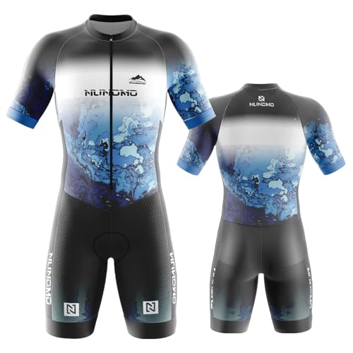 Herren Pro Trisuit Kurzarm Triathlonanzug für Ironman, Triathlon Anzug Kurzarm Trisuit Triathlon Einteiler Kurz - 3Taschen für Wettkampf Run, Cycle, Swim Triathlon-Anzug (Type-3,2XL) von NUNOMO