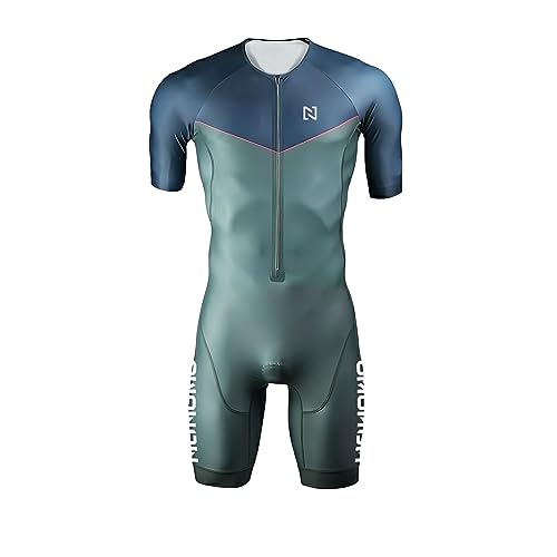 Triathlon Anzug Herren Herren Radsportanzug gepolstert einteilig Trisuit Bike Top Short Trisuit Einteiler für Wettkampf (TYP-8,5XL) von NUNOMO