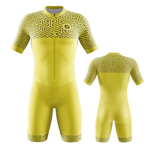 Triathlon Anzug Herren Herren Radsportanzug gepolstert einteilig Trisuit Bike Top Short Trisuit Einteiler für Wettkampf Einteiler Trisuit Bike Top Kurz (Type-5,M) von NUNOMO