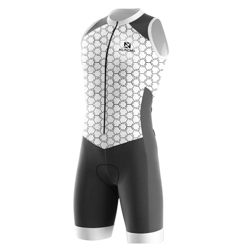 Triathlon Anzug Herren Herren Radsportanzug gepolstert einteilig Trisuit Bike Top Short Trisuit Einteiler für Wettkampf Schnell Trocknend Atmungsaktiv, (TYP-14,4XL) von NUNOMO